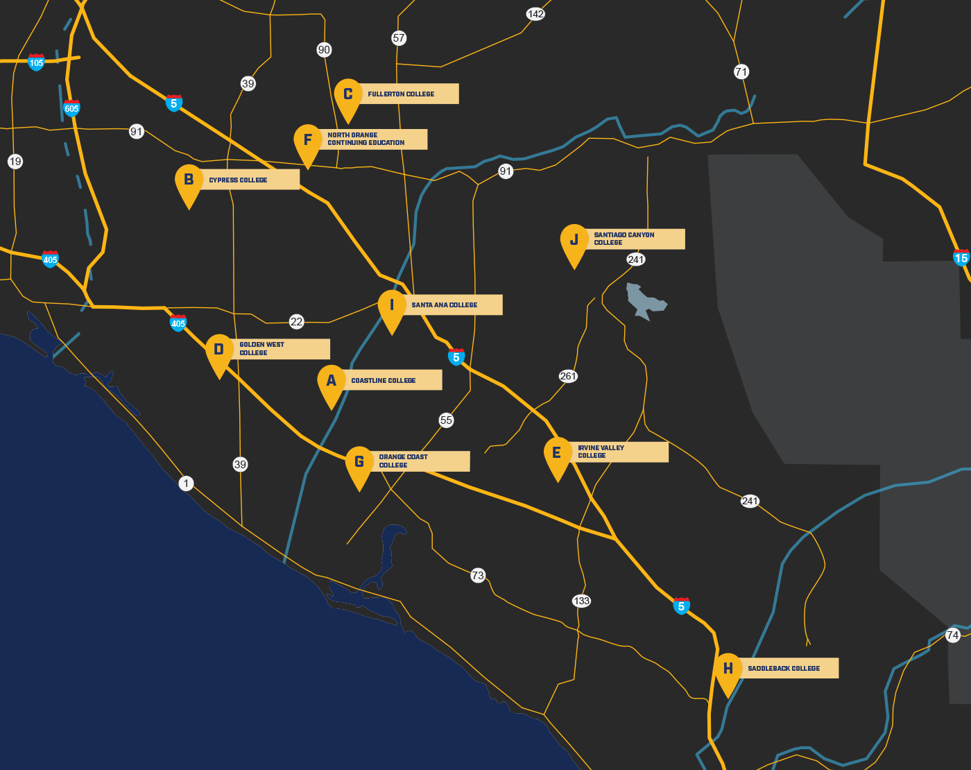 Orange County College Location Map